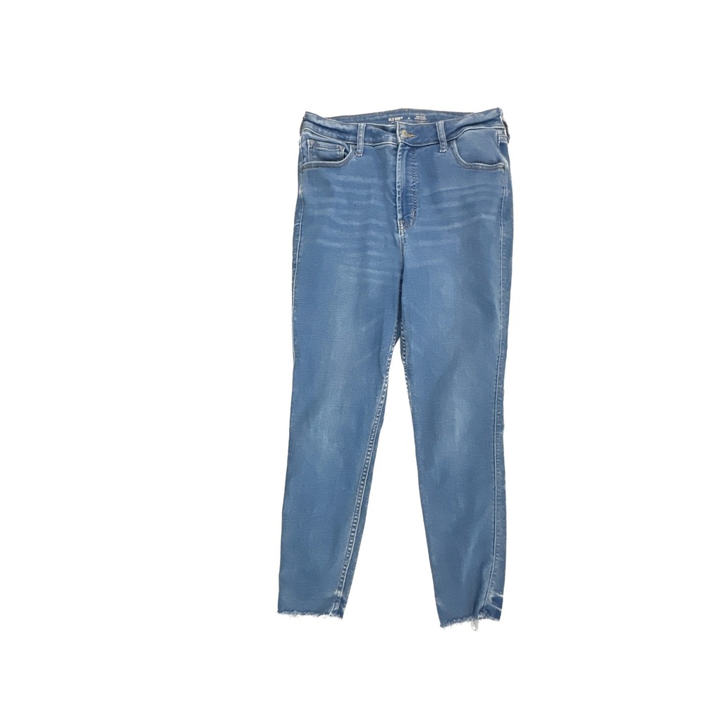 Old Navy Rockstar Super Skinny Extra High Rise Jeans Raw Hem Medium Wash 12